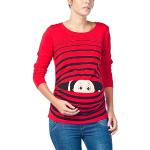 Ropa premamá Divertida y Adorable, Camiseta con Estampado, Regalo Durante el Embarazo - Manga Larga (Rojo, X-Large)