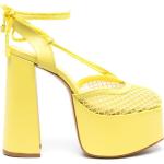 Zapatos amarillos de cuero de tacón rebajados con tacón cuadrado con logo SCHUTZ talla 37 para mujer 