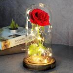 Rosa de La Bella y La Bestia, flores artificiales, rosa en cúpula de cristal LED, decoración navideña para el hogar, boda, Día de San Valentín, regalo de Año Nuevo