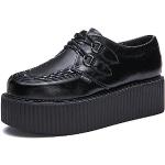 RoseG Zapatos de plataforma góticos planos con cordones para mujer Creepers de cuero Oxfords, negro (Negro/A), 40.5 EU