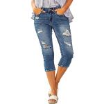 Jeans stretch azules de denim de verano tallas grandes informales desgastado rotos talla XXL para mujer 