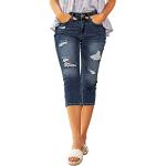 Jeans stretch azul marino de denim de verano tallas grandes informales desgastado rotos talla M para mujer 