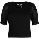 Camisetas negras de algodón de manga corta rebajadas manga corta con cuello redondo DKNY para mujer 