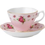 Tazas rosas de porcelana de té  vintage floreadas Royal Albert 