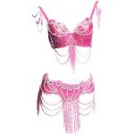 ROYAL SMEELA Danza del Vientre Disfraz Set Profesional para Mujer Carnaval Bellydance Sujetador y cinturón (Hot Pink, Large)