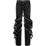 Jeans negros de algodón de corte recto rebajados ancho W38 Blumarine con volantes talla XL para mujer 