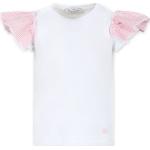 Camisetas blancas de algodón de manga corta infantiles con rayas MONNALISA con volantes para niña 