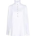 Camisas blancas de algodón de manga larga rebajadas manga larga con cuello alto con volantes talla XS para mujer 