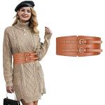 Cinturones elásticos marrones de cuero rebajados vintage Talla Única para mujer 