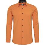 Rusty Neal Camisa de hombre de corte ajustado de manga larga elástica en contraste camisa de negocios camisa de ocio, naranja, L