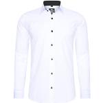 Rusty Neal Camisa de hombre de corte ajustado de manga larga elástica en contraste camisa de negocios camisa de ocio, blanco/negro, XXXXXL