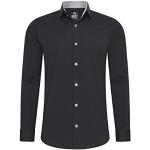Rusty Neal Camisa de hombre de corte ajustado de manga larga elástica en contraste camisa de negocios camisa de ocio, negro/gris, XXXXXXL