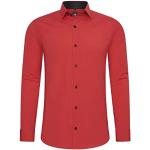 Rusty Neal Camisa de hombre de corte ajustado de manga larga elástica en contraste camisa de negocios camisa de ocio, rojo, XXL