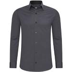 Rusty Neal Camisa de hombre de corte ajustado de manga larga elástica en contraste camisa de negocios camisa de ocio, antracita, L