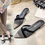 Sandalias negras de caucho con plataforma de verano de punta puntiaguda informales para mujer 