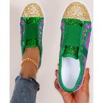 Zapatillas antideslizantes verdes de caucho de otoño informales para mujer 