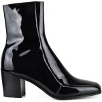 Botas negras de cuero de charol  rebajadas de punta cuadrada con tacón de 7 a 9cm Saint Laurent Paris talla 40,5 para mujer 