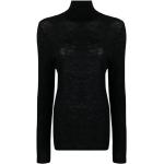 Camisetas negras de lana de cuello alto rebajadas con cuello alto de punto Saint Laurent Paris talla L para mujer 