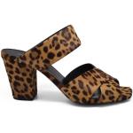 Sandalias marrones de cuero de tiras rebajadas leopardo Saint Laurent Paris talla 38,5 para mujer 