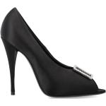 Zapatos peep toe negros de cuero rebajados con tacón de aguja con tacón más de 9cm Saint Laurent Paris talla 37 para mujer 