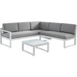 Salón de jardín de aluminio: Mesa de centro y sofá rinconera elevable 6 plazas - Gris - PALAOS II