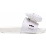 Sandalias blancas de goma de tiras rebajadas con cremallera con logo adidas Adilette de materiales sostenibles para mujer 