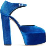 Sandalias azules de terciopelo con plataforma con logo GIUSEPPE ZANOTTI talla 39 para mujer 