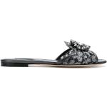 Sandalias negras de poliester de cuero con logo Dolce & Gabbana talla 40,5 para mujer 