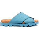 Sandalias azules de goma de cuero con tacón de 3 a 5cm con logo Camper talla 38 para mujer 
