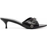 Sandalias negras de cuero de cuero rebajadas con hebilla Balenciaga con tachuelas talla 38 para mujer 