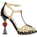 Sandalias negras de cuero de cuero Dolce & Gabbana talla 39 para mujer 