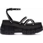 Sandalias negras de goma con plataforma con logo Miu Miu con tachuelas talla 39 para mujer 