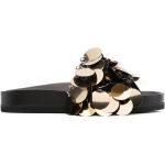 Sandalias negras de goma de cuero con logo Paco Rabanne con lentejuelas talla 39 para mujer 