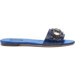 Sandalias azules de piel de cocodrilo de cuero con logo Dolce & Gabbana talla 39 para mujer 