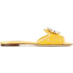 Sandalias planas amarillas de algodón de encaje Dolce & Gabbana talla 41 para mujer 