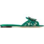 Sandalias planas verdes de algodón con logo Dolce & Gabbana talla 41,5 para mujer 