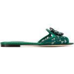 Sandalias verdes de algodón de cuero con logo Dolce & Gabbana talla 42 para mujer 