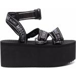 Sandalias negras de goma de tiras con logo MOSCHINO talla 38 para mujer 