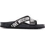 Sandalias negras de goma de cuero rebajadas con logo MOSCHINO Love Moschino talla 36 para mujer 