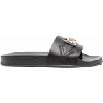 Sandalias negras de goma de cuero con logo VERSACE talla 39 para mujer 