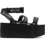 Sandalias negras de goma de tiras con logo MOSCHINO talla 37 para mujer 
