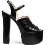 Sandalias negras de cuero de tiras con tacón cuadrado Gucci talla 39 para mujer 