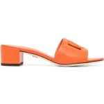 Sandalias naranja de cuero de cuero con tacón cuadrado con logo Dolce & Gabbana talla 35 para mujer 