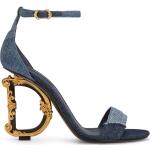 Sandalias azules de algodón de cuero con logo Dolce & Gabbana talla 41 para mujer 