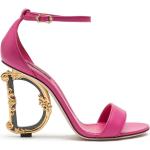 Sandalias rosas de cuero de cuero con logo Dolce & Gabbana talla 37 para mujer 