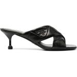 Sandalias negras de cuero de tiras con logo Prada talla 39 para mujer 