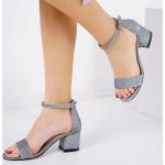 Sandalias grises de cuero de tiras Novia de punta abierta con tacón de 5 a 7cm talla 33 para mujer 