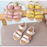 Sandalias blancas de caucho de tiras de primavera de punta abierta informales floreadas para bebé 