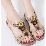 Sandalias marrones de caucho de verano étnicas para mujer 