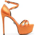 Sandalias naranja de cuero con plataforma con logo Philipp Plein talla 39 para mujer 